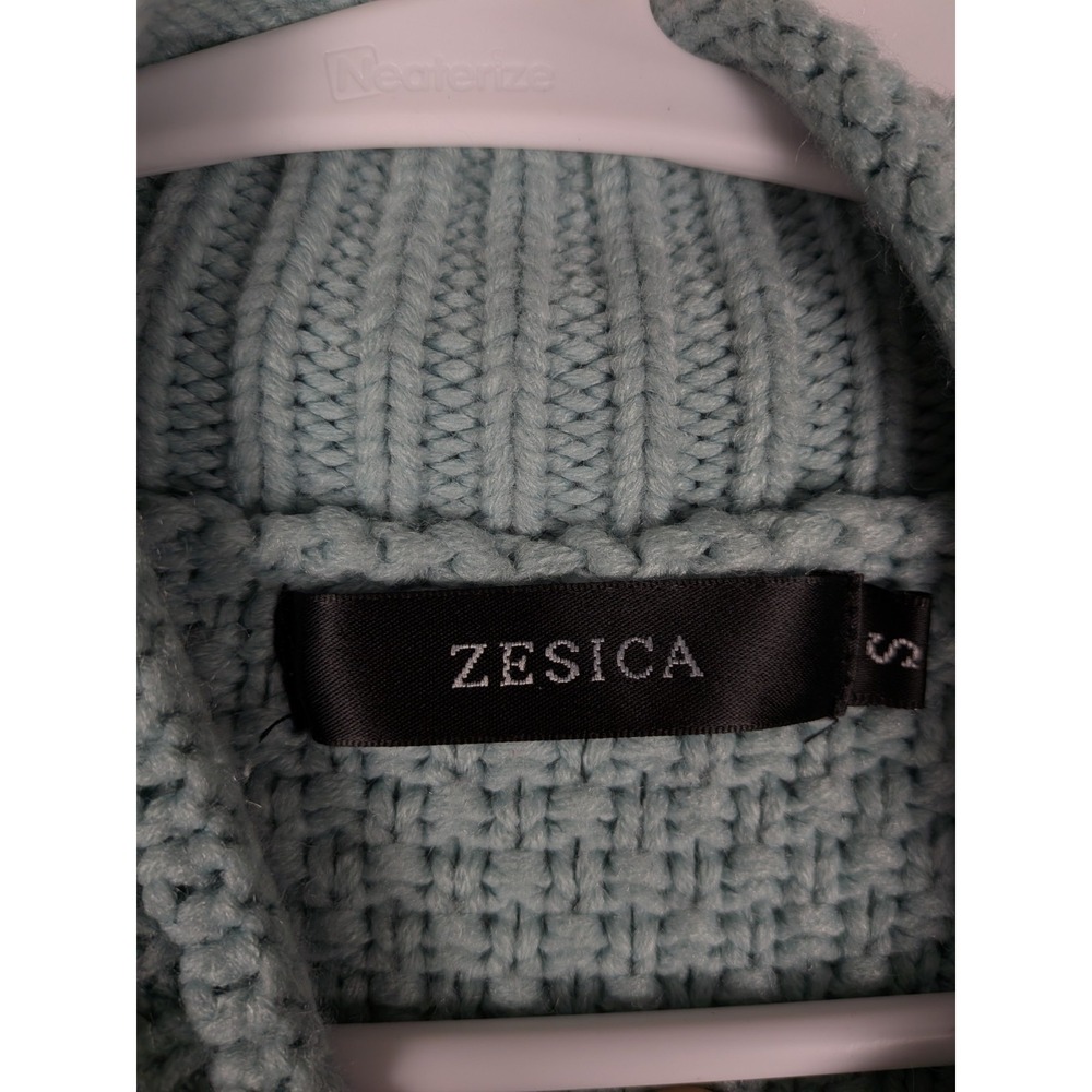 Zesica Women's Chunky Texture Long Sleeve Sweater Blue Green Size Small - Picture 2 of 6